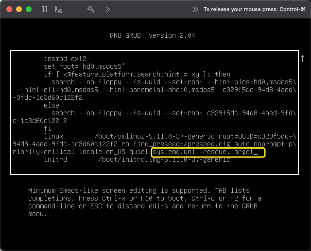 Edit Boot Parameters Edit Boot Parameters